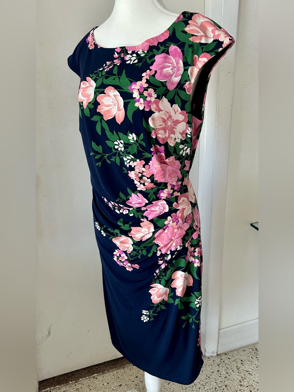 Anne Klein Navy floral Sheath Dress